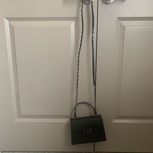Black structured crossbody bag